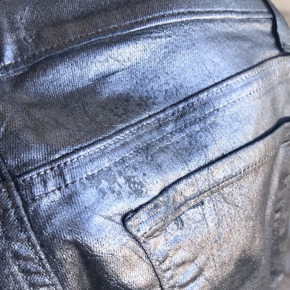 J Brand stretchy silver crackled paint pants 25 - Picture 6 of 9